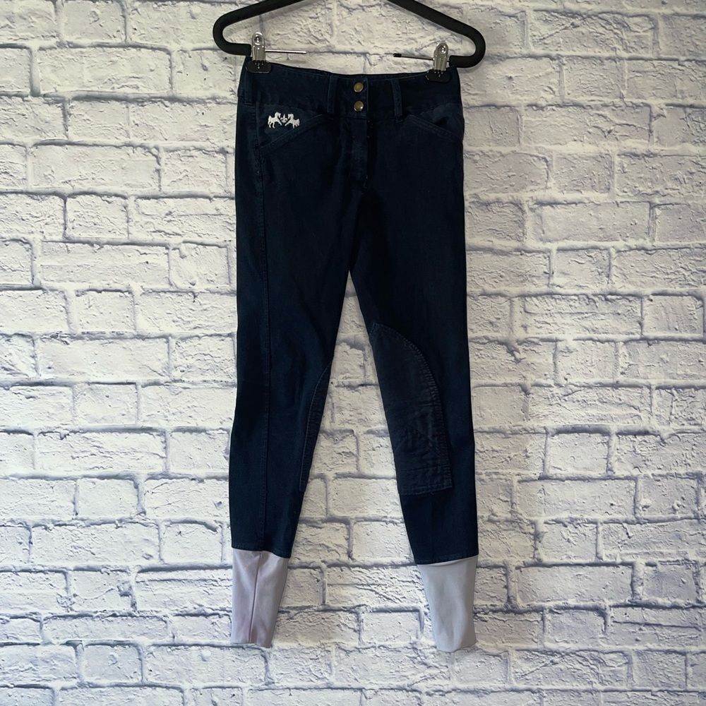 Women’s Size 24 Navy Equine Couture Knee Patch Horseback Riding Breeches.